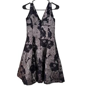 NWT Aidan Mattox Metallic Fit & Flare Dress Twilight Black Size 2